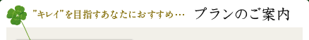 ”キレイ”を目指すあなたにおすすめ・・・プランのご案内