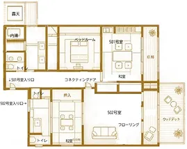 露天風呂・内湯付き客室 501号室 間取り図